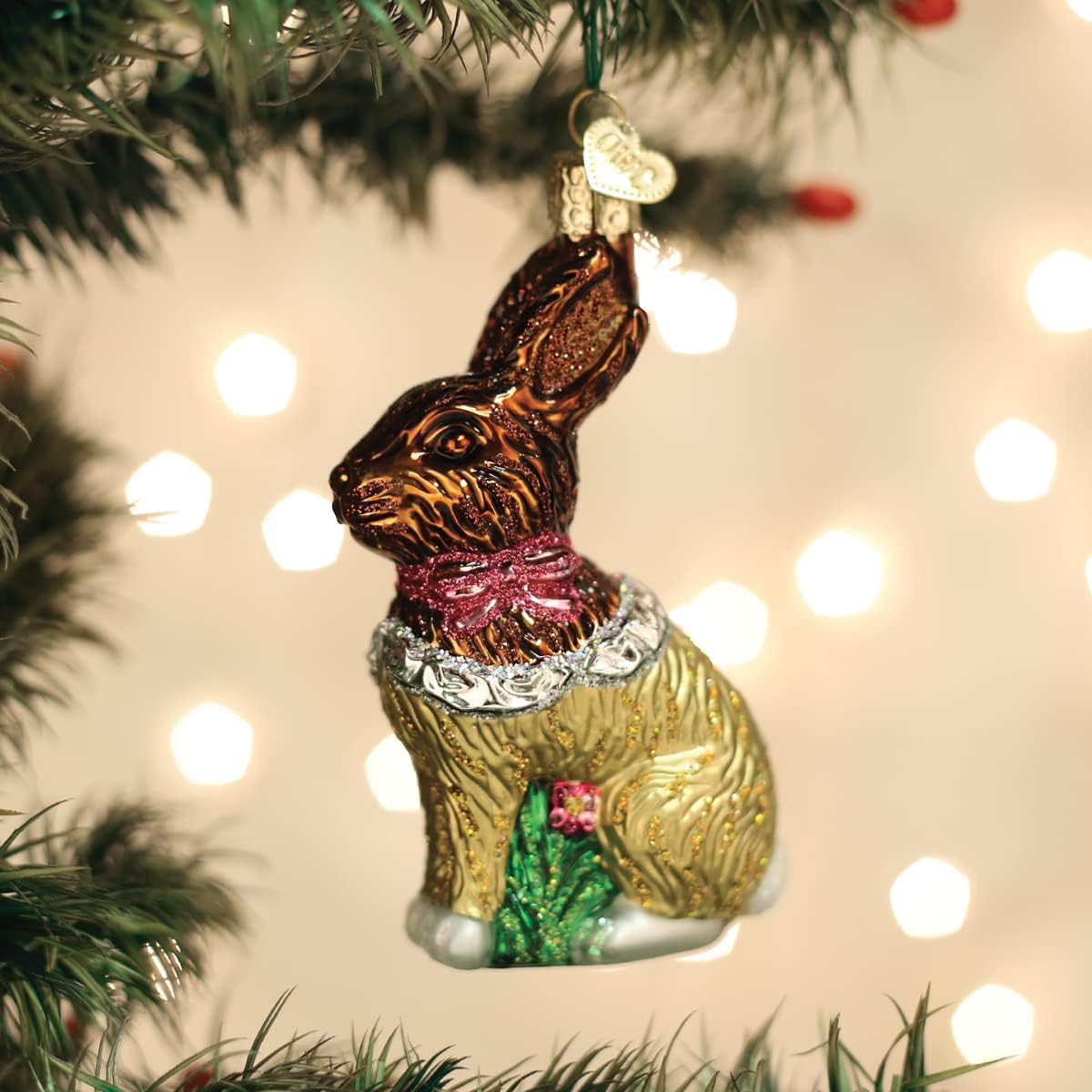 Old World Christmas Chocolate Easter Bunny Glass Blown Ornament for Christmas Tree, Handcrafted Holiday Decoration, Easter Collection - Image 5