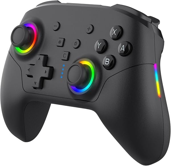 Denash controlador de gaming inalámbrico, controlador de gaming Bluetooth para PC con botones traseros programables, iluminación RGB, vibración ajustable y turbo para múltiples plataformas