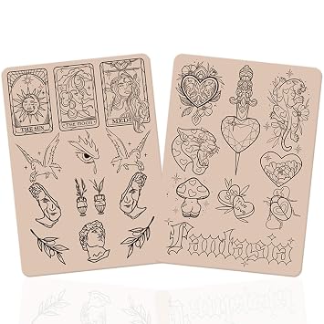 TgoBeauty White/Pink Tiny Tattoo Deluxe Practice Skins Silicone Double Sided Design Fine Line Tattoo Practice Pad for Male and Female Type D-Pink Pad-2pcs