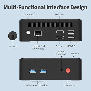 Mini PC, 13th Twin Lake N150 (Beats i3-10110U/N95, up to 3.6GHz) 16GB RAM 512GB SSD, Mini Desktop Computers Windows 11, Dual 4K Display/USB3.2/WiFi/RJ45/BT/Micro PC for Home Office Business
