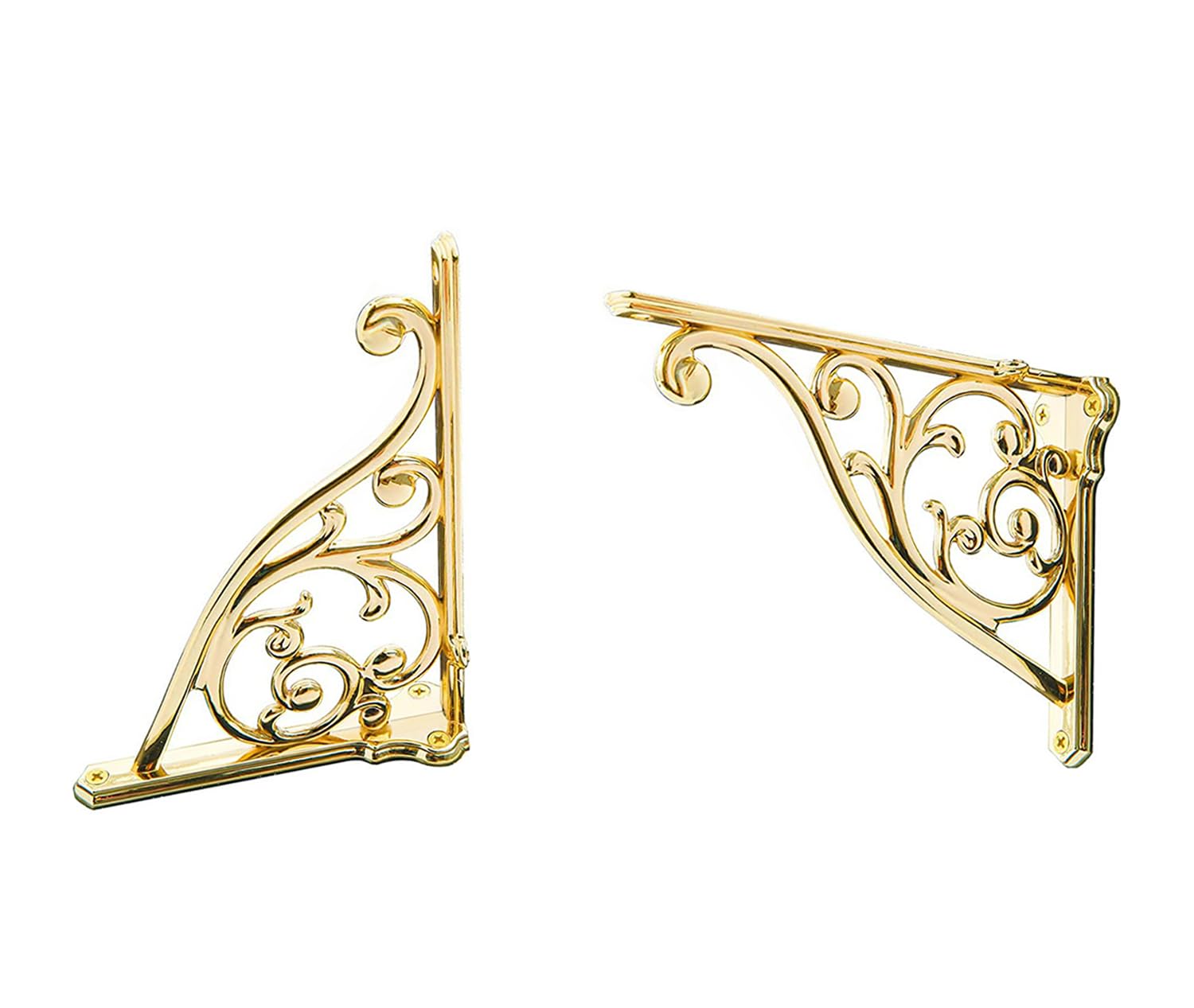 Heavy Duty Solid Stand,12 Inch 2 Pack Gold,Right Angle Wall Panel Support Bracket,Decorative Shelf Bracket,Heavy Duty Vintage,Wall Mount Support DIY - Shelf Hardware Included