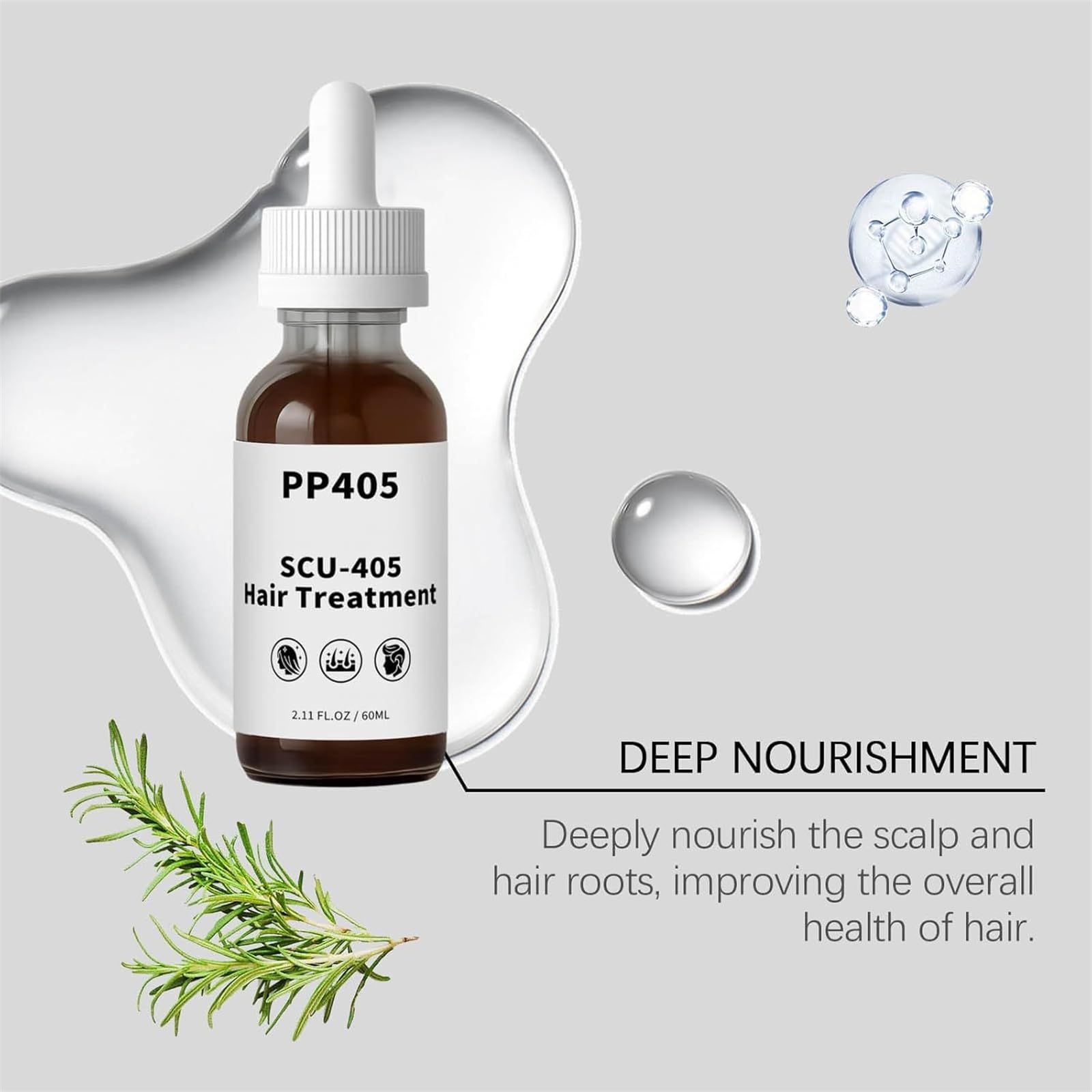 Trattamento dei capelli PP405, olio per la crescita dei capelli SCU-405, siero perdita anti-capelli, olio nutriente del cuoio capelluto, riparazione dei danni, prevenzione delle perdite (3pcs)