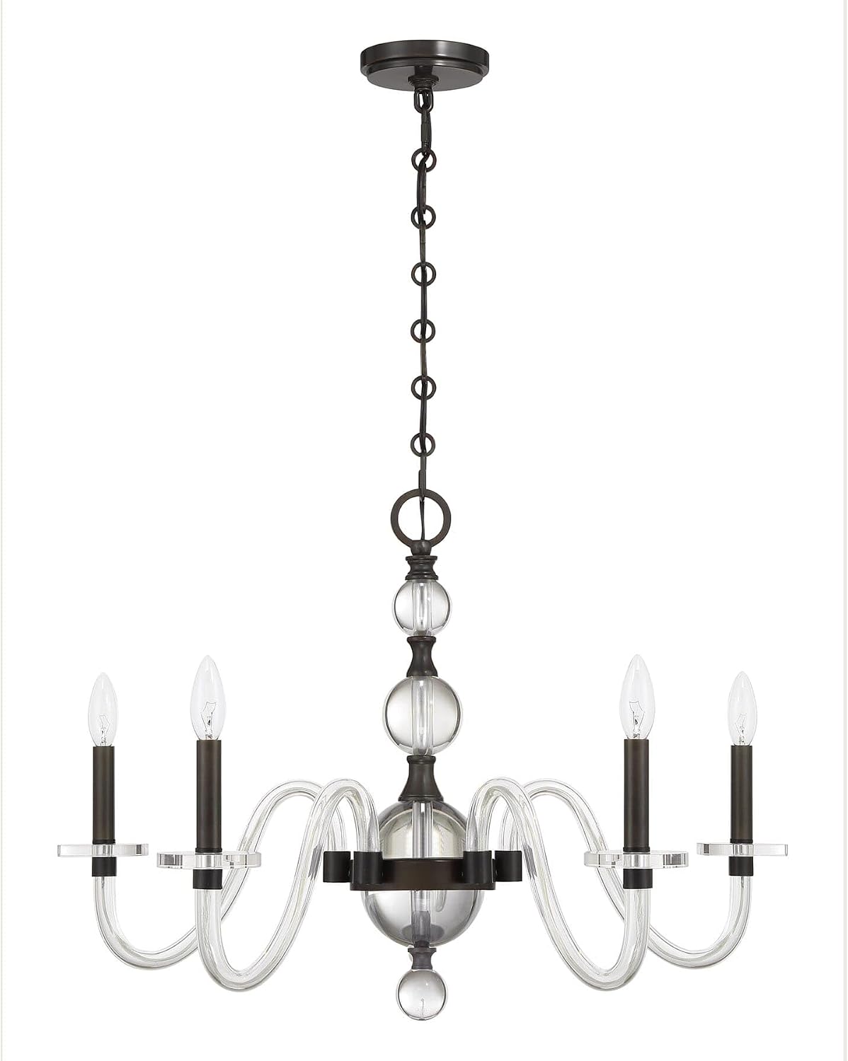 Savoy House 1-4277-5-15 Aragon European Clear Glass Candle Chandelier, 5-Light 300 Total Watts, 20" H x 29" W, Mediterranean Bronze
