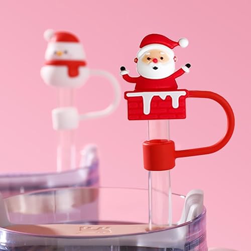 Miniatura 6 de Paquete de 6 fundas de popote de Navidad para popotes Stanley, tapas de paja Stanley de 0.4 pulgadas compatibles con vaso Stanley de 40 onzas con