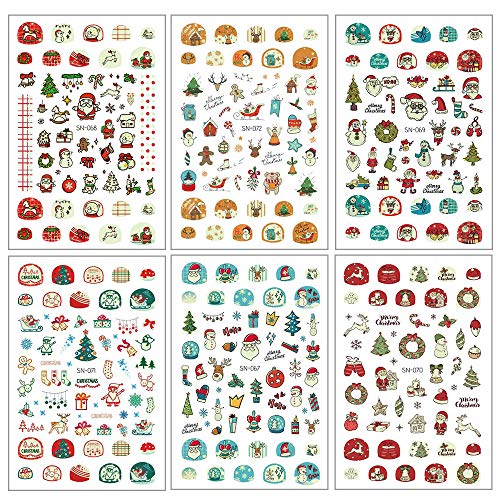 EBANKU 12 Blatt Nagelsticker Weihnachten Selbstklebend Nagelaufkleber Leuchtend Weihnachten Schneeflocken Nail Art… – Bild 5