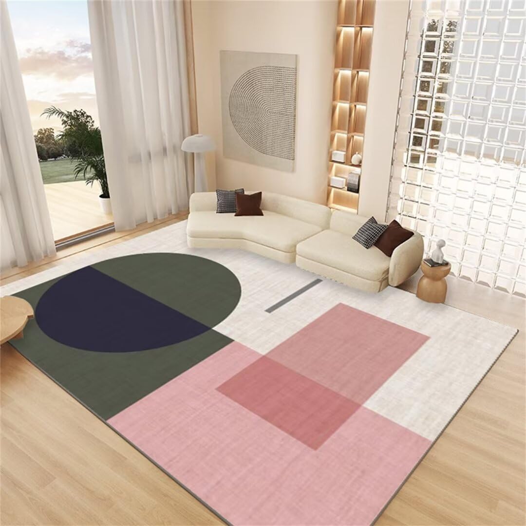Alfombra lavable antideslizante rosa de 130x190cm con pelo corto para evitar caídas infantiles