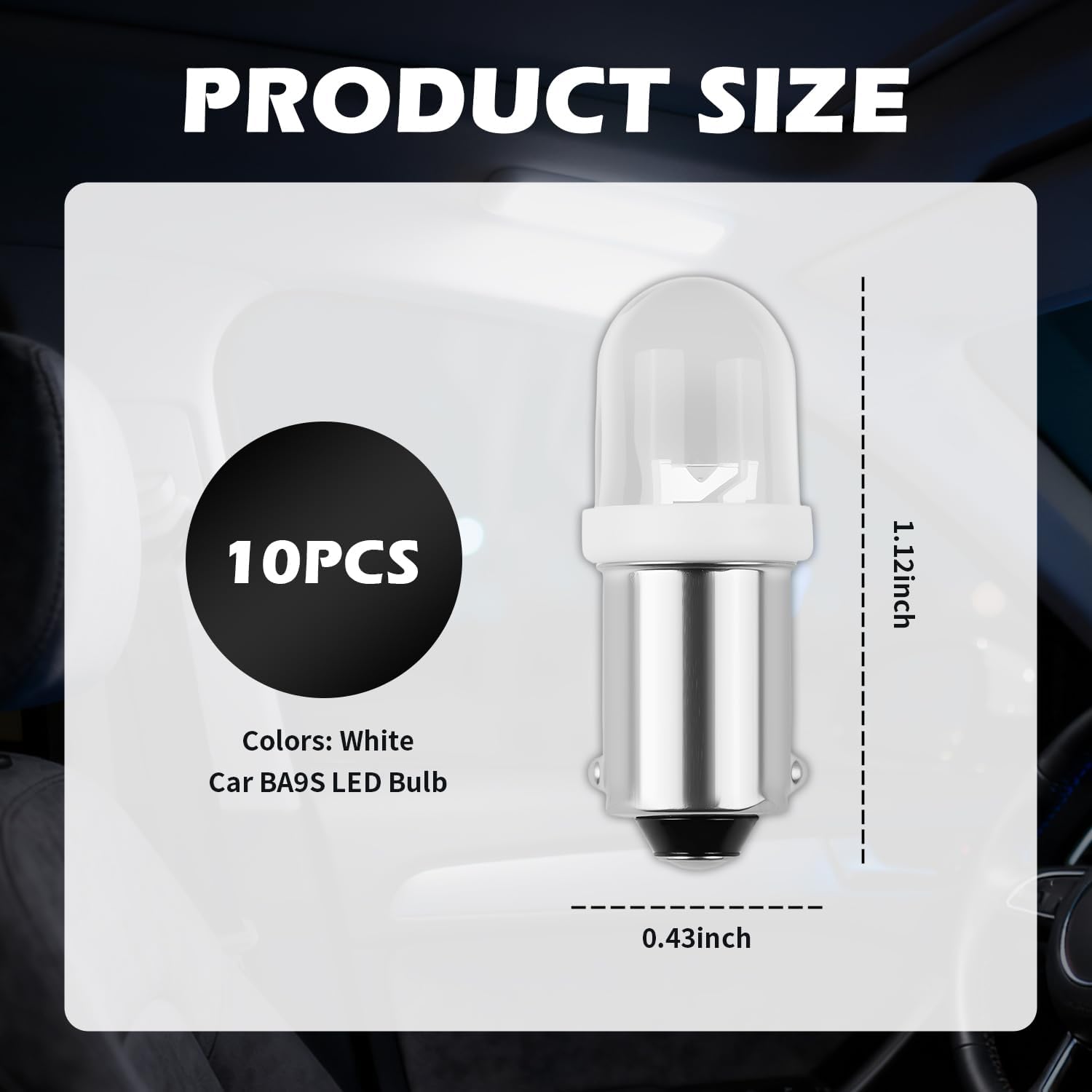 10PCS Car BA9S LED Bulb,12V Car 1891/53/64111/1895 COB LED Bulb 6000K Color Temperature Replacement Cars License Plate or Dash Light Bulbs,High Brightness Cars 1895 Bulbs