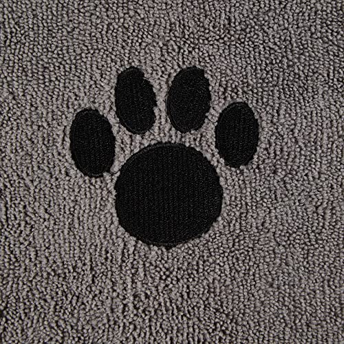 Bone Dry Pet Grooming Towel Collection Absorbent Microfiber X-Large, 41X23.5", Embroidered Gray #TOP3