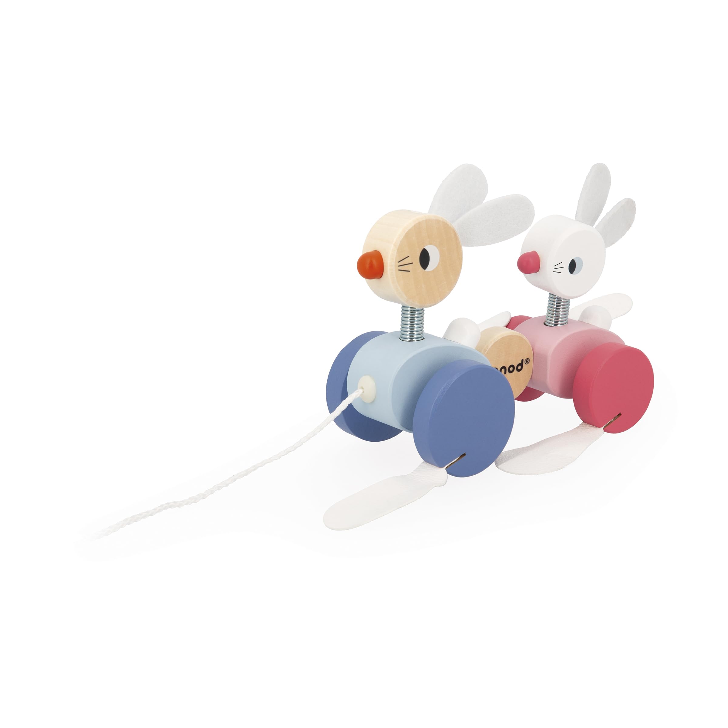 Amazon.com: Janod Zigolos Wooden Pull Along Rabbits - Ages 12