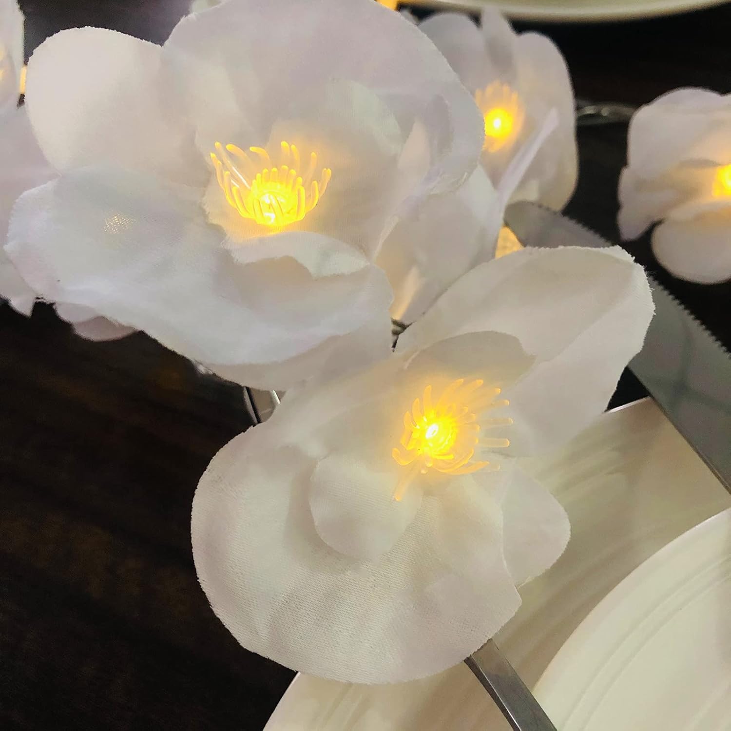 9.8FT 20LED Artificial Orchid Flower String Lights USB Operated Phalaenopsis Flower Light,Butterfly Orchid Fairy Lights for Wedding Home Party Birthday Festival Indoor Decoration (White Orchid)