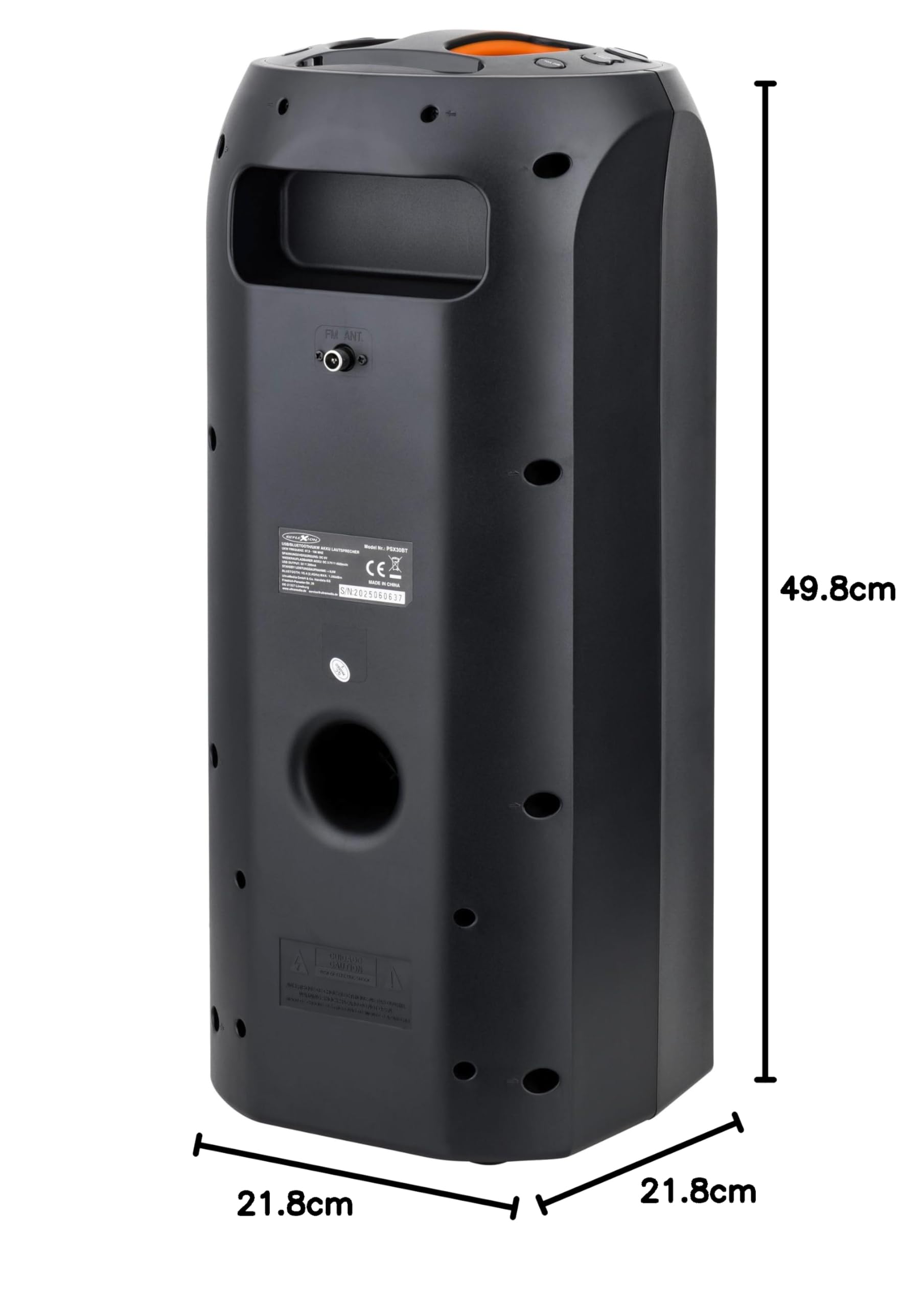 REFLEXION PSX30BT 240W Bluetooth Lautsprecher mit LED-Flammenlicht – Tragbarer TWS Speaker mit Mikrofon-Eingang, USB/AUX/FM-Radio – Leistungsstarker Sound für Party, Outdoor & Karaoke
