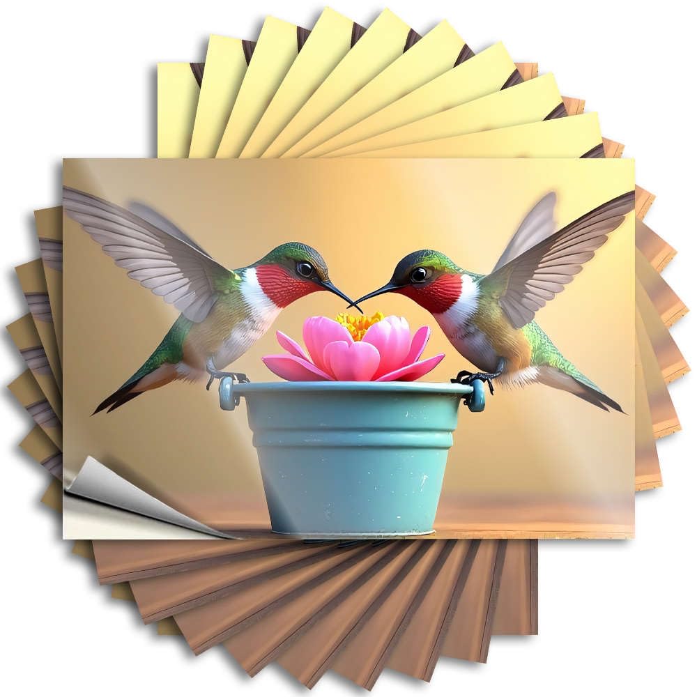Backyard Bar Decor, Funny Sticker Teens Case Two Hummingbirds Feeding On A Pink Flower. | Badass Waterproof Vinyl Stickers(12X18CM)