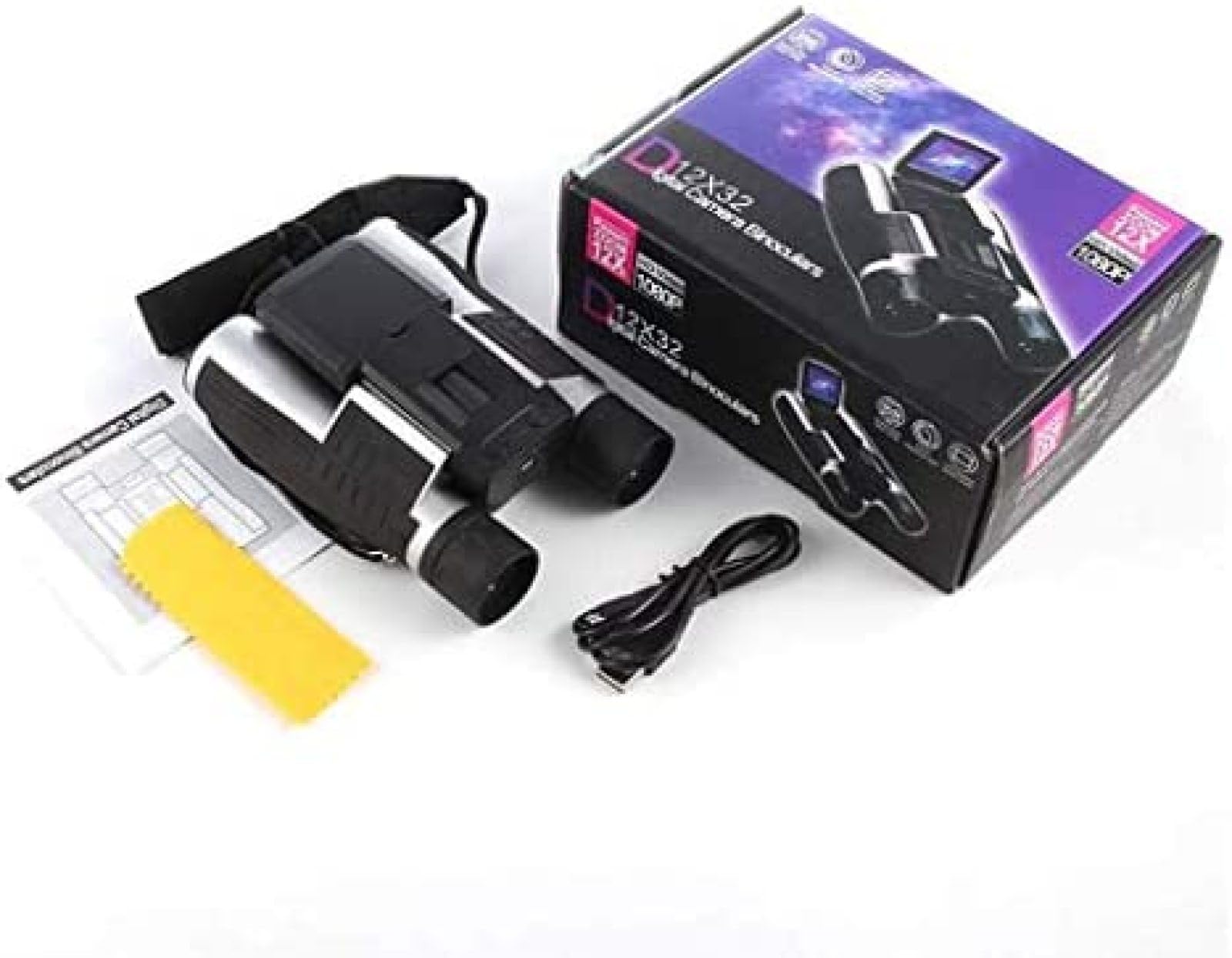 Telescopio/prismáticos Digitales con cámara, Pantalla LCD de 2 Pulgadas, grabadora de fotografías y vídeo de 12x32 y 5MP para observación de Aves, Partidos de fútbol y conciertos