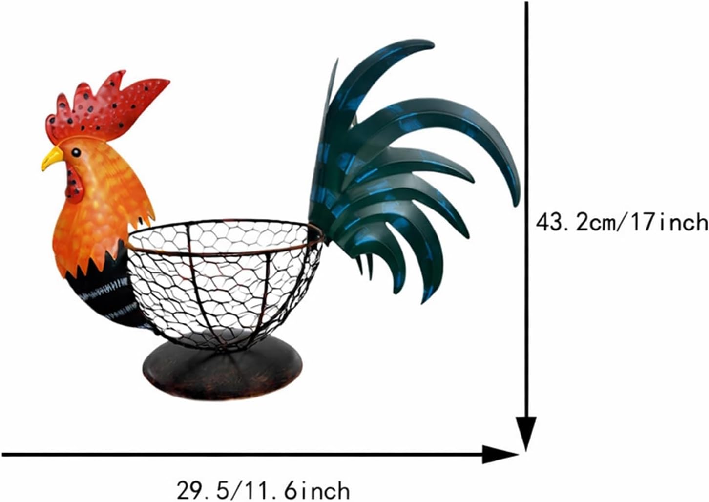 Rooster Fruit Basket, Metal Egg Basket For Kitchen Counter, Decorative Chicken Basket Storage For Farmhouse Kitchen Decor