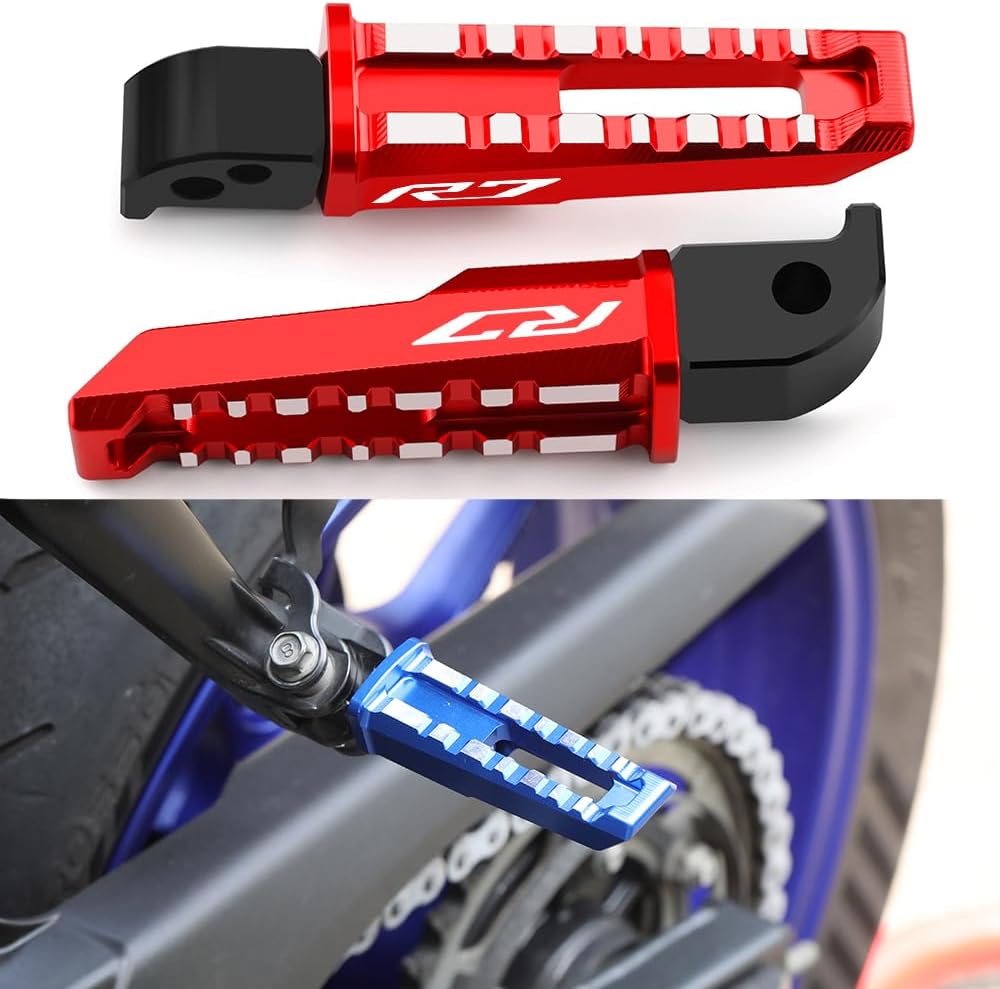 Motorcycle Rear Foot Pegs Passenger Rest Pedal For yzf R7 YZF-R7 YZFR7 2022 2023 2024 2025 Accessories (red)