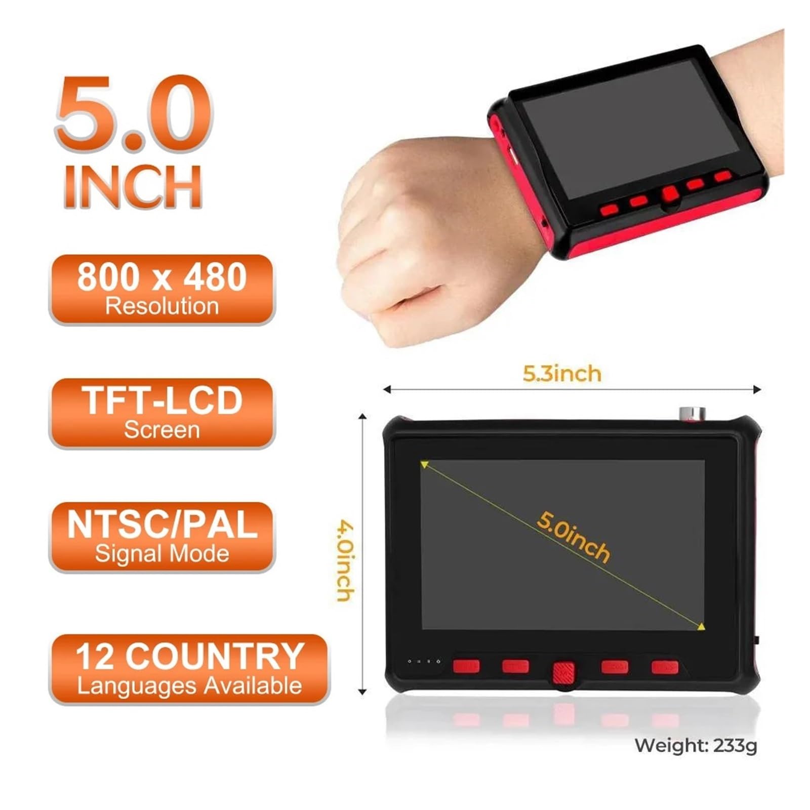Tester Cctv Da 5 Pollici 8MP AHD TVI CVI CVBS Supporto VGA E Ingresso Analogico Cftv Tester CCTV Monitor Camera Video Tester(TI-6800ACT)