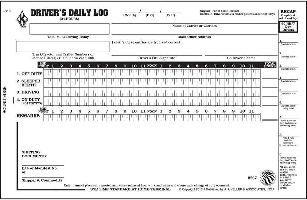 Driver Daily Log Book 5pk. with Detailed Driver Vehicle