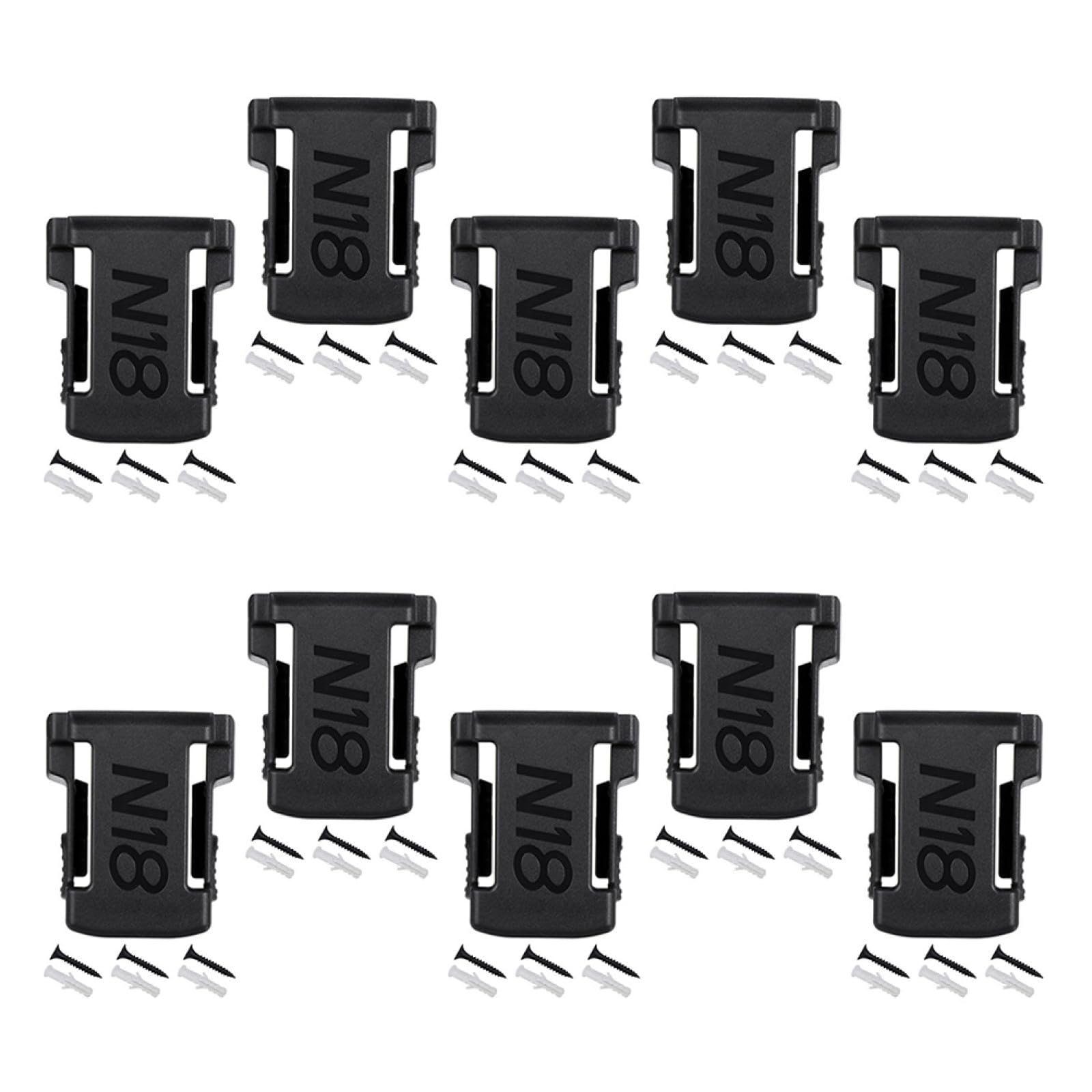 10 Stück Teiliges Robuste Lithium Ionen Akkuhalter aus Abs Einfache Installation Vielseitig Montierbar Sicherer Halt durch Clip Geeignet für Milwaukee Batterien Wand und