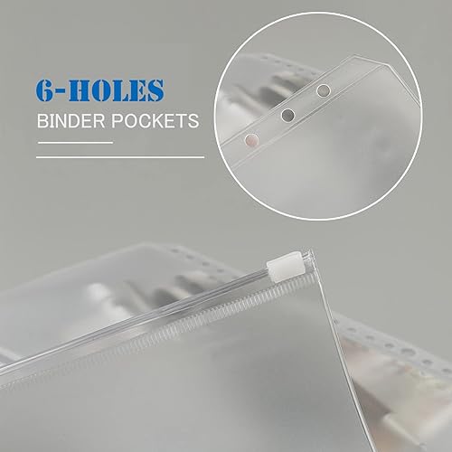 Miniatura 3 de 12 bolsillos para carpetas de tamaño A5, bolsillo con cremallera, carpetas transparentes de 6 agujeros con cremallera, bolsillo con tapa, dos tipos,