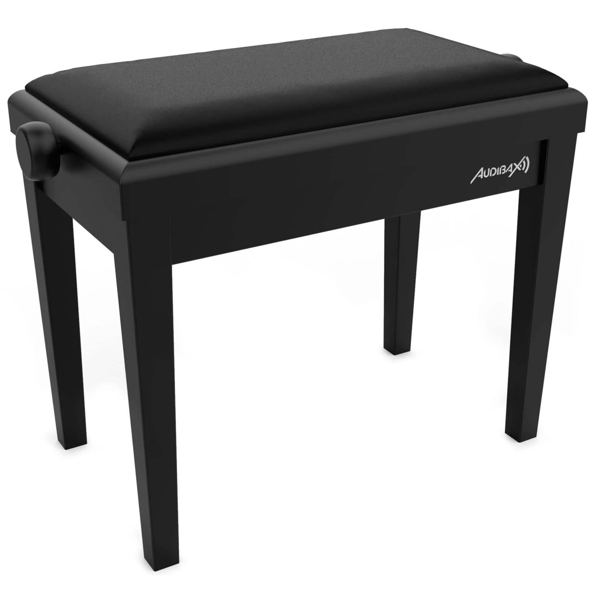 Audibax KB600 Black - Sgabello per Pianoforte o Tastiera - Panca per Pianoforte Pieghevole per Impieghi Gravosi - Altezza Regolabile da 47,5 a 56,5 cm - Sgabello per Tastiera Imbottito - In Legno