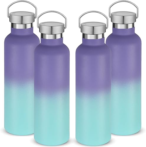 Miniatura 18 de Volhoply Botella de agua aislada de 24 onzas con boca estándar, tapa combinada de plástico y acero inoxidable, botella de agua de 304 18/8 de doble