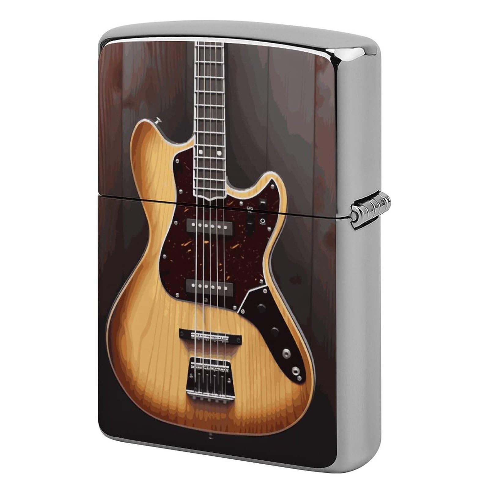Guitar Musical Instrument Lighter Case Cover Vintage Metal Lighter Sleeve Reusable Lighter Protective Cover Decorative Lighter Holder Birthday Gifts for Men Women