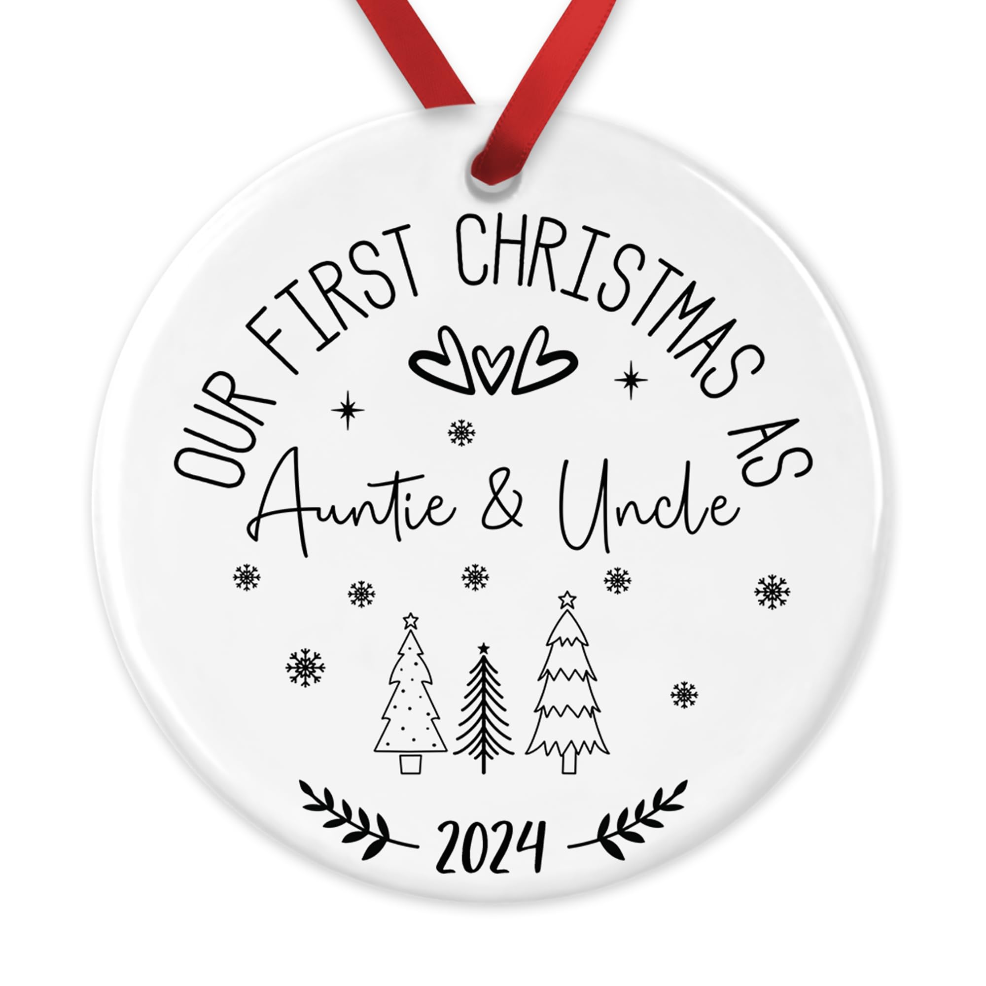 Our First Christmas As Auntie & Uncle, Christmas Ornament, Xmas Bauble Decoration, New Uncle Gift