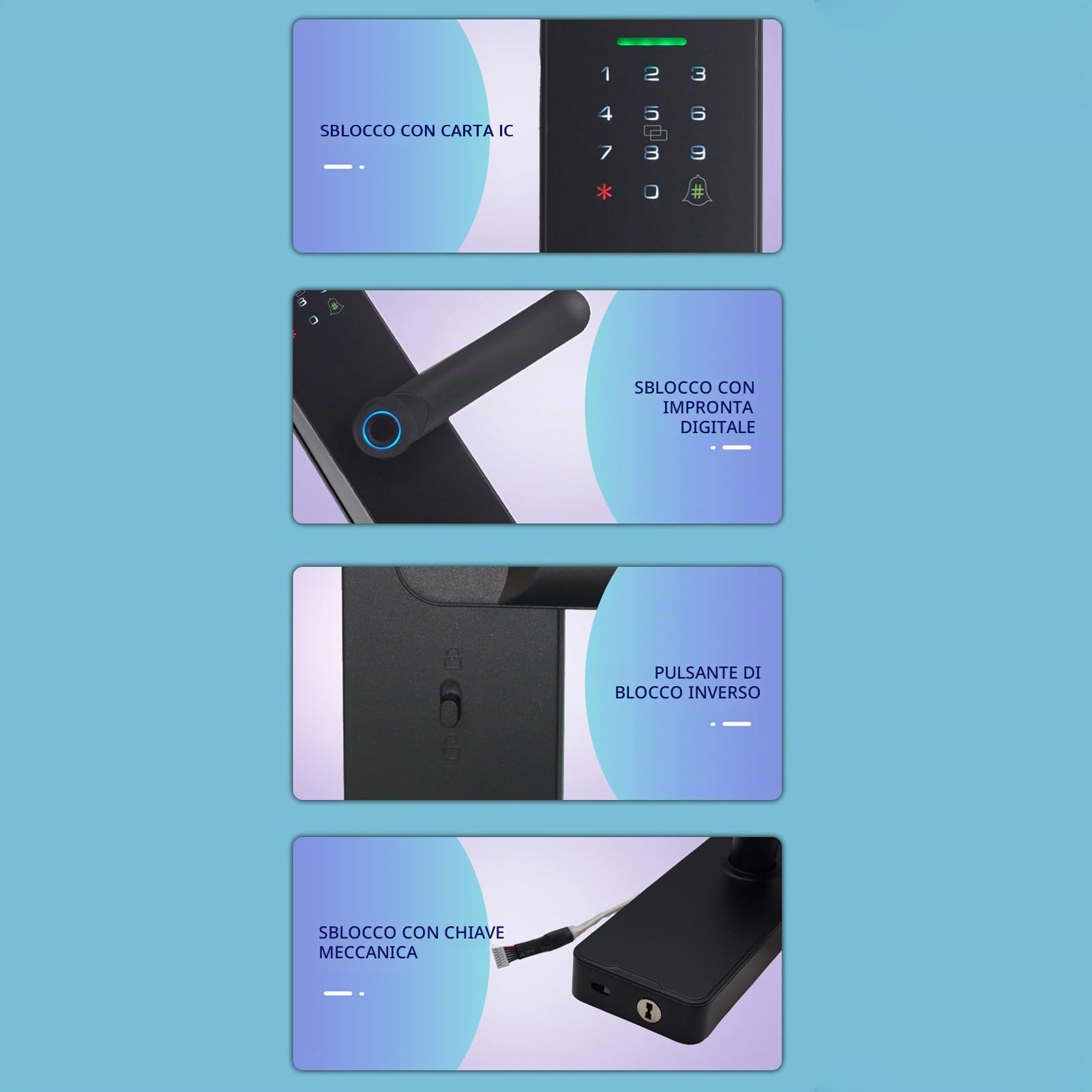 Smart Lock WiFi Keyless Entry Door Lock Ty App/impronta Digitale/password/card/meccanico Metodi di Sblocco per 35-60 Mm Spessore Office Porta della Camera