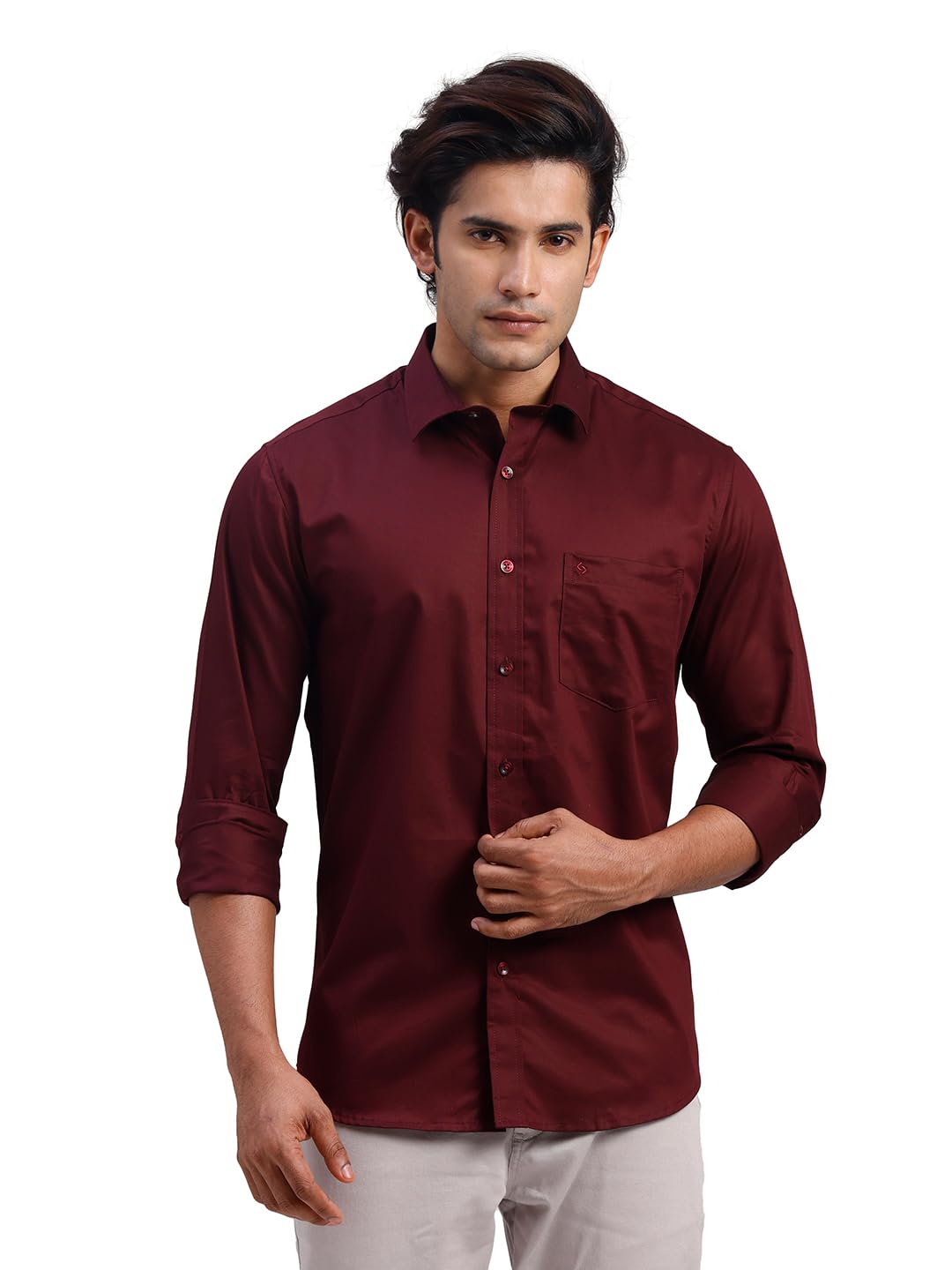 classic polo Men's Full Sleeve Polo Neck Slim Fit Solid Cotton Casual Shirt-picture-17