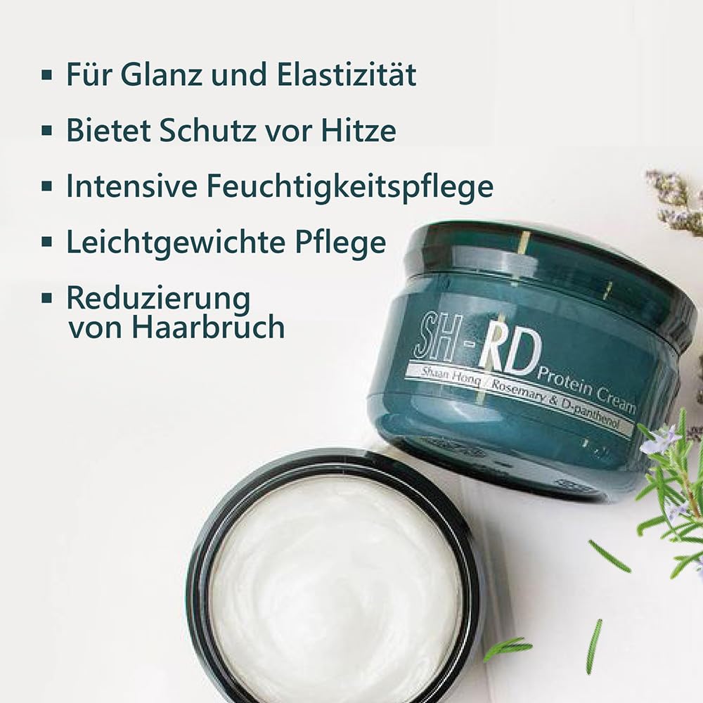 SH-RD Protein Haarcreme | Leave-in Pflege für trockenes, brüchiges Haar | Mit Vitamin B5 & Rosmarin | Anti-Frizz Haarprotein & Reparierende Kur - 150ml