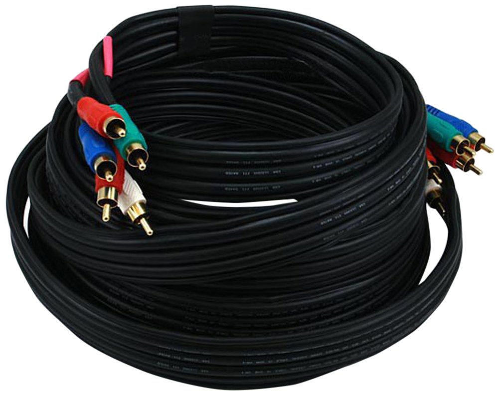 Monoprice 25ft 22AWG 5-RCA Component Video/Audio Coaxial Cable (RG-59/U) - Black