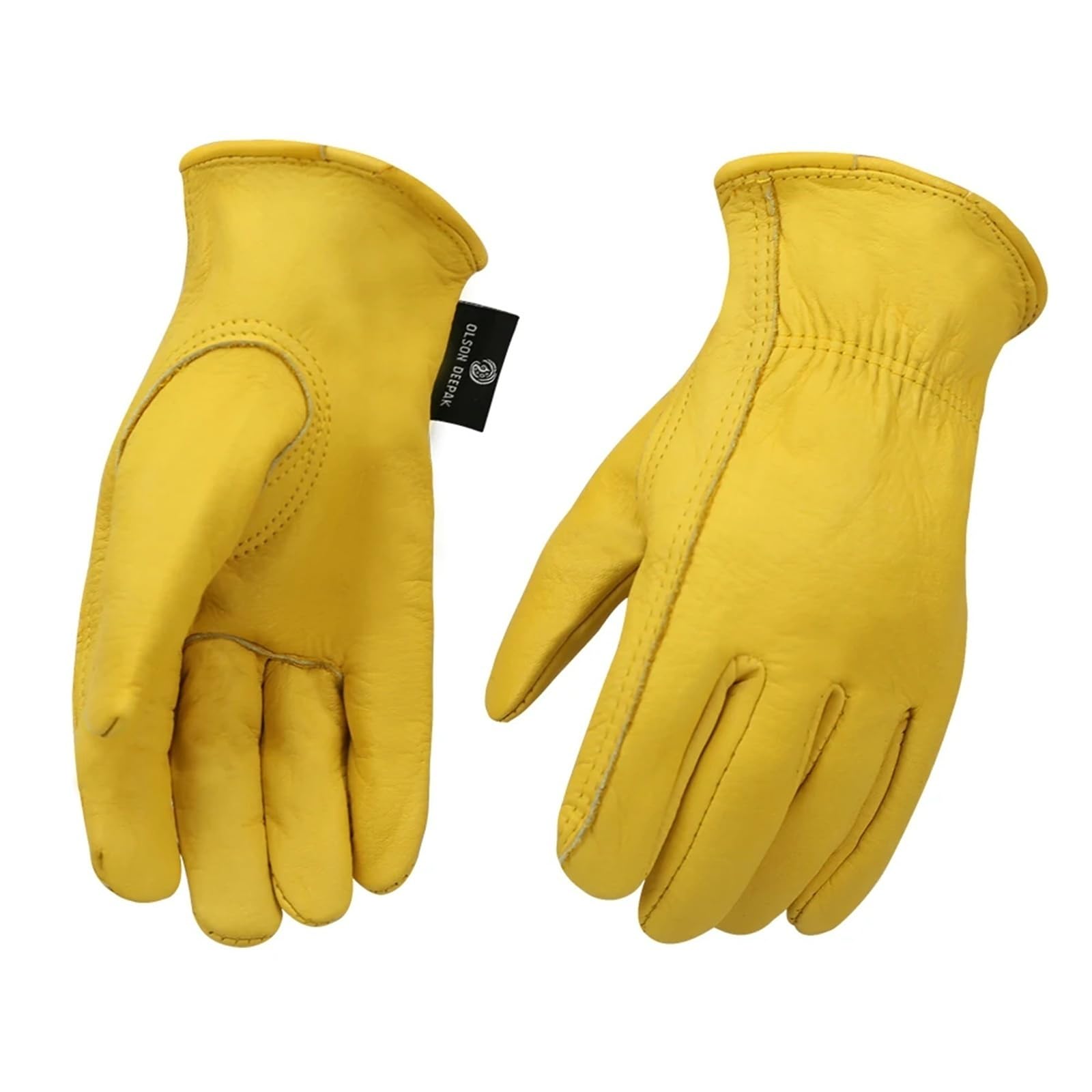 Genérico 5 Pares de Guantes de Trabajo de Piel de Vacuno, Guantes de Seguridad Unisex for Motocicletas, jardinería y tareas laborales