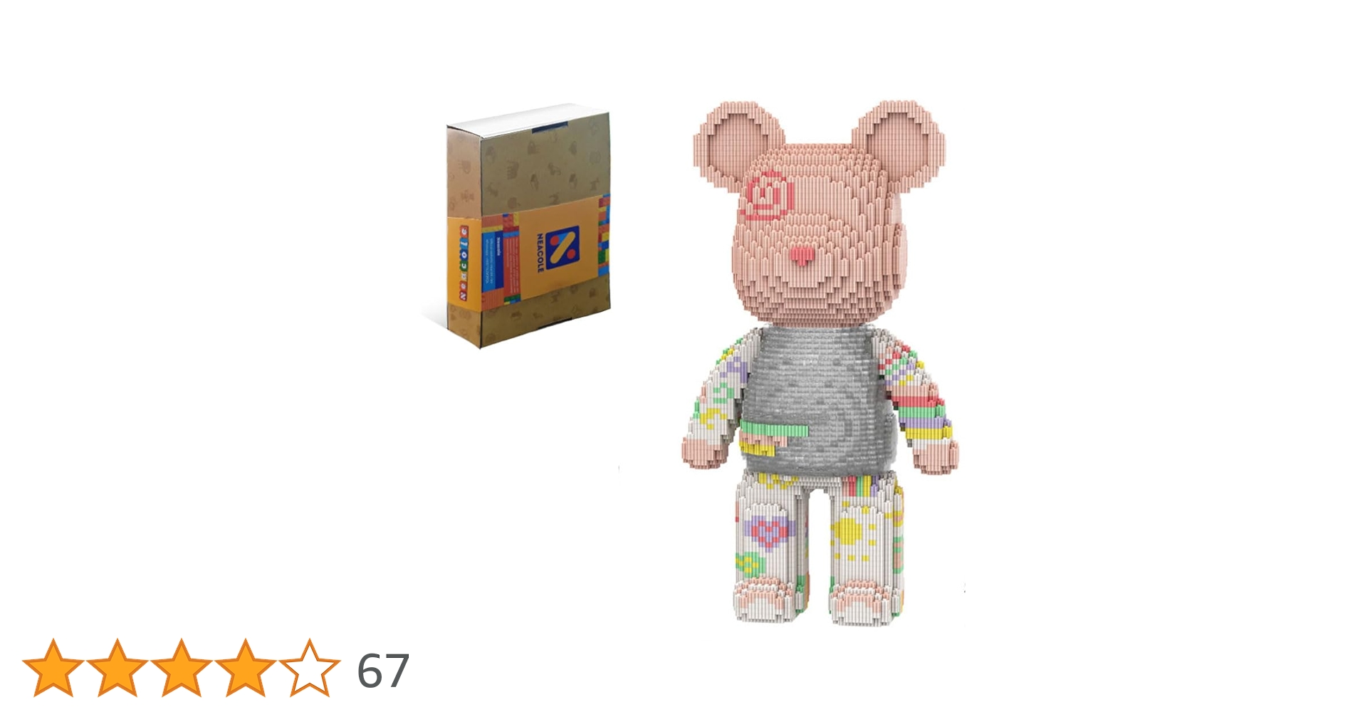 Neacole Bear Building Blocks (7220PCS) 43/46CM Bear Building Bricks, Micro 3D Animal Building Blocks for Adults & Kids,Home & Office Decor, Birthday & Valentine's Day Gifts