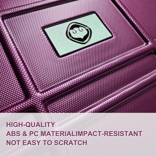 Durable 4-Piece Luggage Set - Lightweight Hardshell Suitcases with 360-Degree Wheels and Approved Locks - Purple3