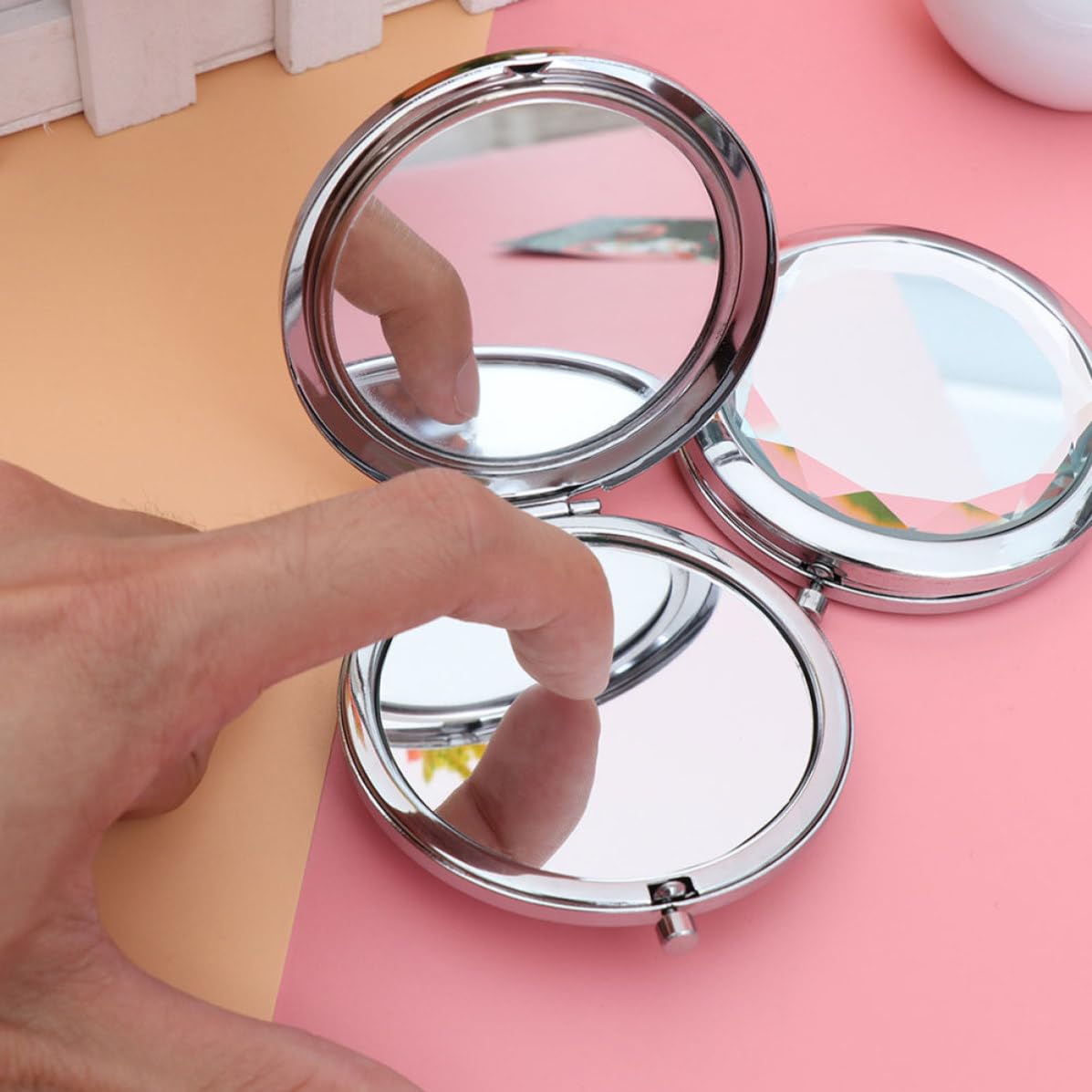 COHEALI 10 Piezas Espejo Compacto de Maquillaje Plegable y Portátil Doble Cara de Bolsillo Marco de Metal y Vidrio, Adecuado para Viaje y Uso en Casa