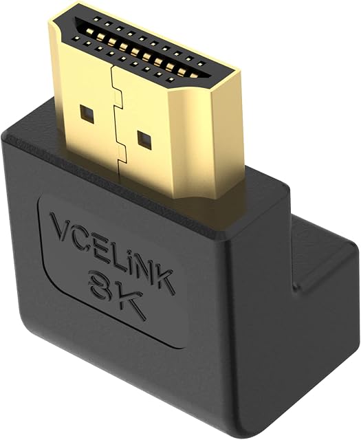 VCELINK 8K HDMI Angled Adapter 270 Degree Right Angle Extender 2.1 HDMI Bend Adapter Male to Female Gold Plated Support 8K@60Hz 4K@120Hz HDR, Dolby, eARC, HDCP2.3 for HDTV PS4 Switch Laptop Xbox