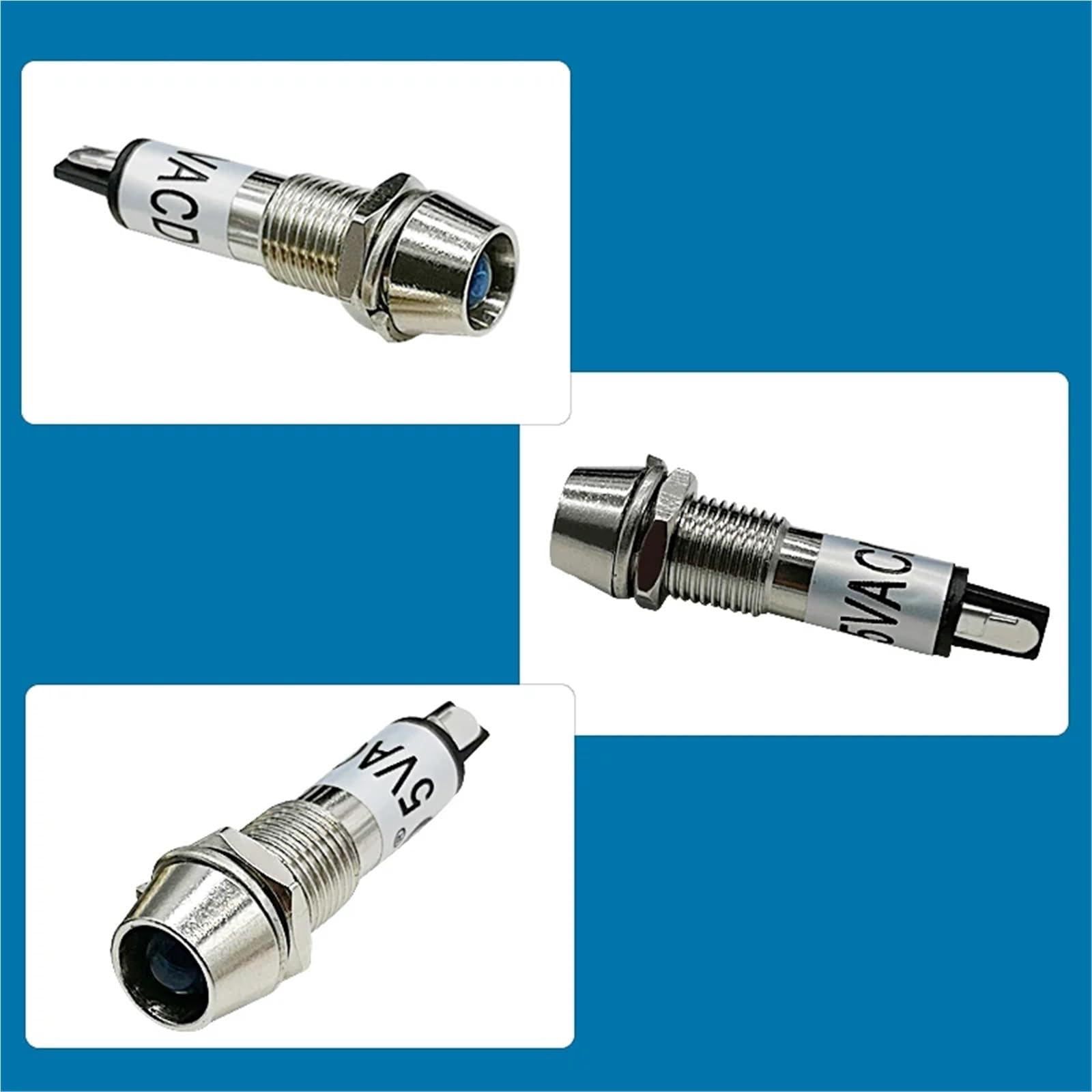 2 unidades XD8-1 5V 12V 24V 110V 220V 380V 8mm Luz indicadora metálica Luz de señal Luz piloto(110V Green)