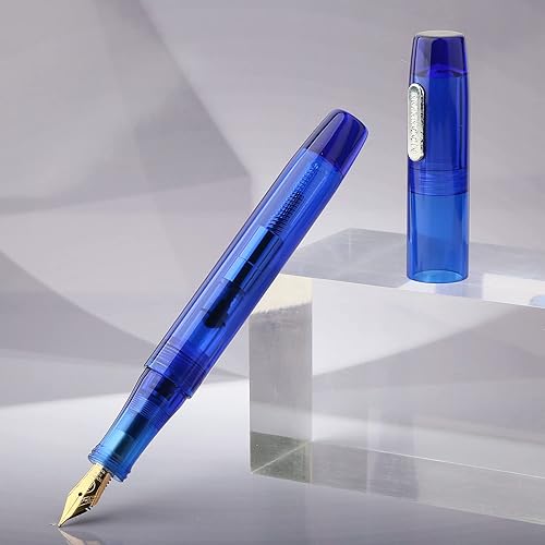 Miniatura 2 de C3 - Pluma estilográfica de relleno de cuentagotas de ojos, punta extrafina con convertidor de tinta, juego de bolígrafos de escritura acrílico azul