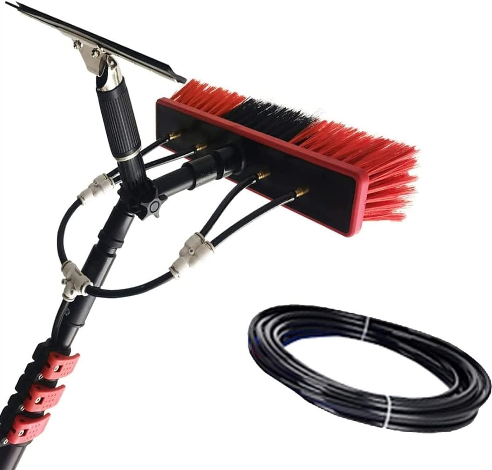 GTHTUHFD Telescopic Water Fed Pole Brush Kit 3.6-12M - Ultimate Window & Solar Panel Cleaner With Squeegee For Effortless Washing - Professional Cleaning System For Home & Bu,One Color-20FT/6M