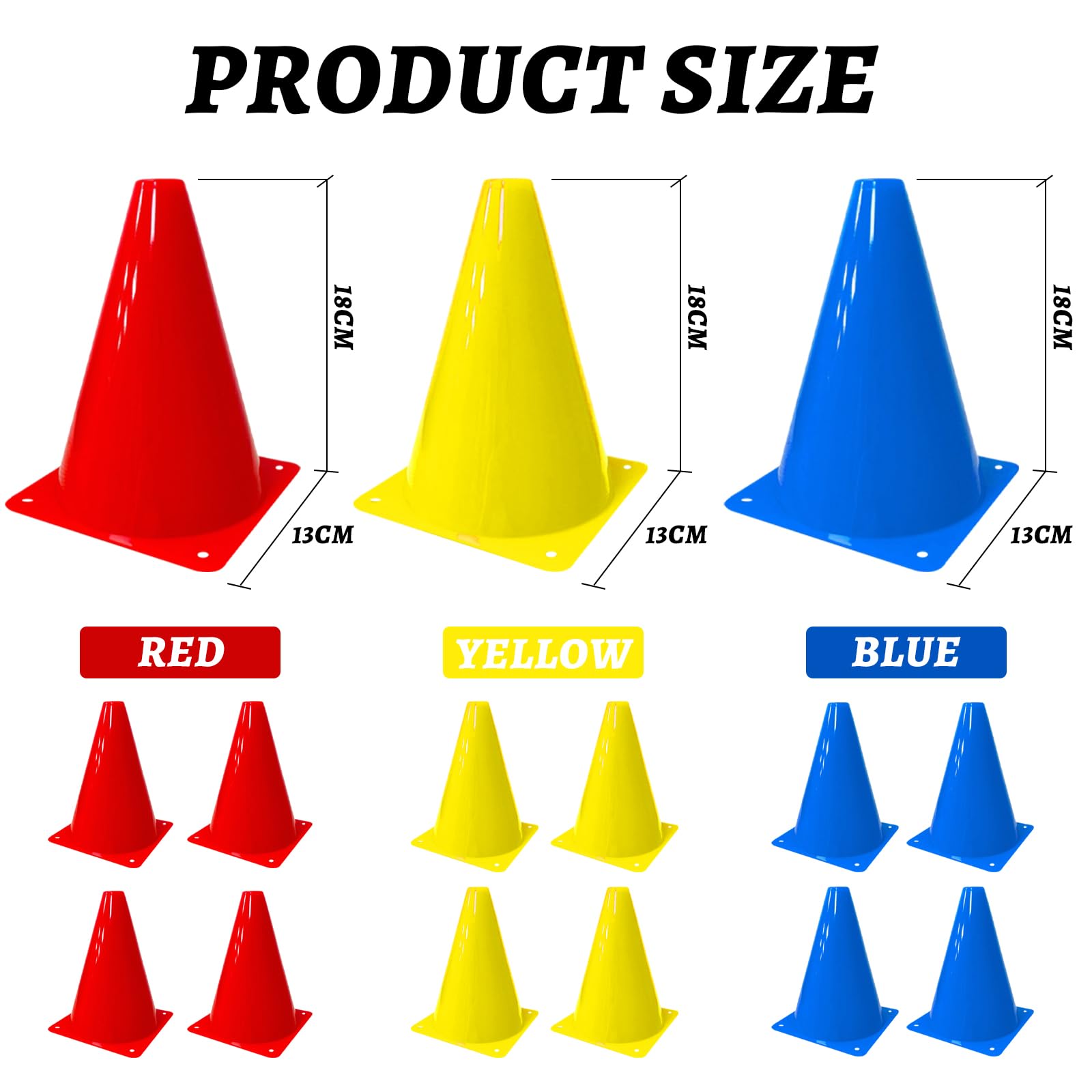 15 Pezzi 18cm Coni Allenamento Calcio Conetti Segnaletici Coni Sport Coni di Marcatori per Allenamento di Calcio, attività, Gioco, Pallavolo, Addestramento