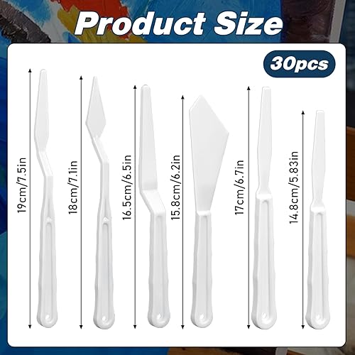 Miniatura 2 de 30 cuchillos de paleta de plástico, juego de cuchillos de paleta delgados y flexibles, cuchillos de arte, cuchillos de paleta para pintura acrílica,