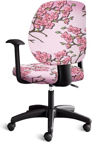 Miniatura 2 de Funda para silla de oficina con diseño de flor de cerezo, fundas elásticas para sillas de oficina, funda antipolvo para silla de escritorio, funda
