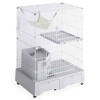Amazon | タンスのゲン キャットケージ 2段 幅82cm トイレ一体型