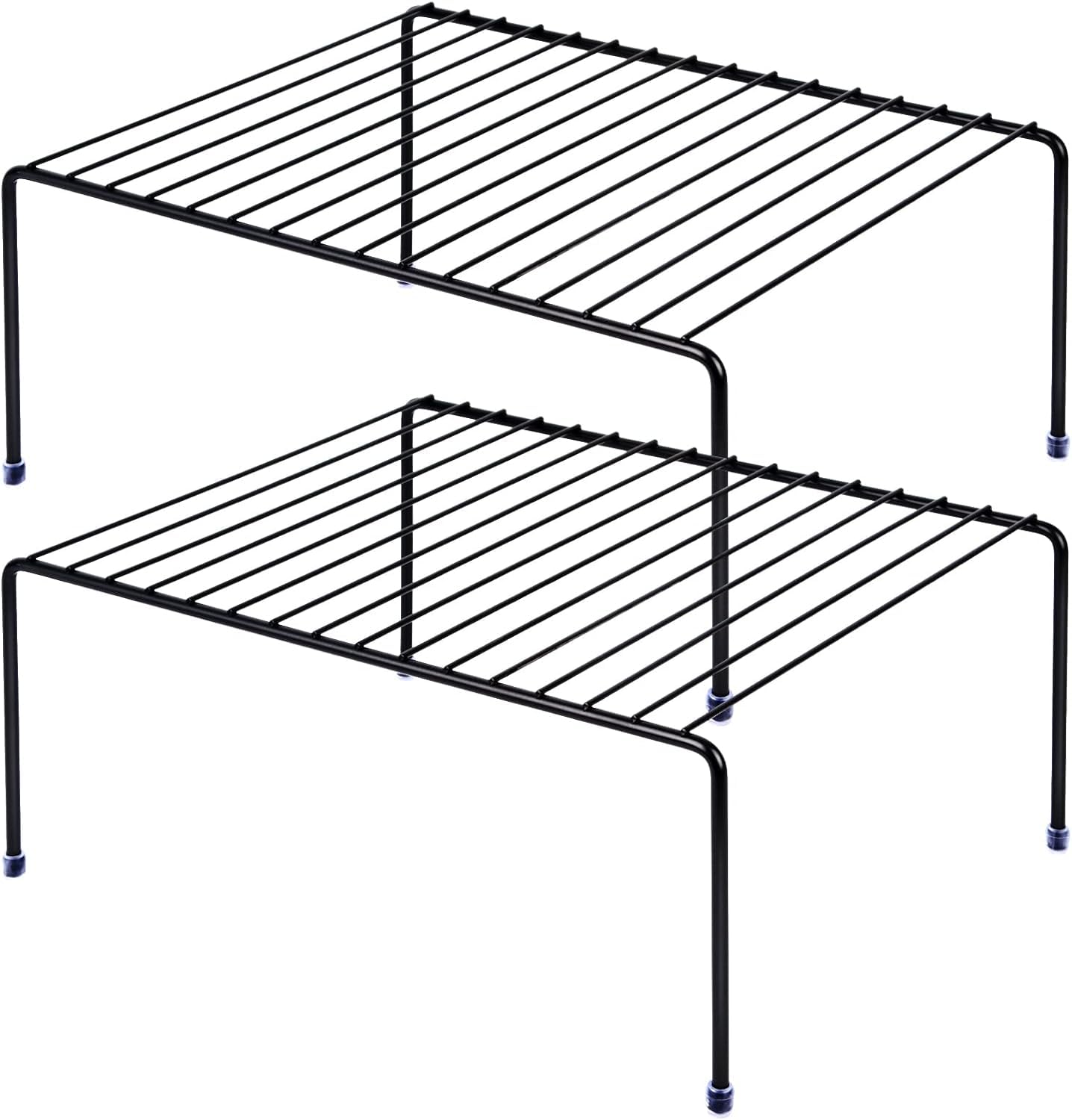 Estante de almacenamiento mediano (13.1 x 10.2 pulgadas), estante de almacenamiento para armario y refrigerador, organizador de almacenamiento para armario, armario de baño y despensa (2, negro)