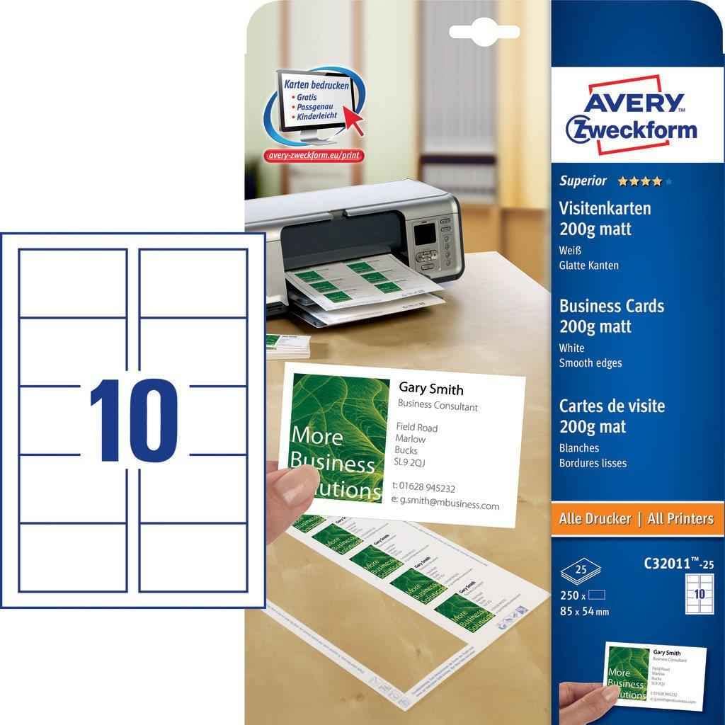Avery C32011-25 tarjeta de visita - Tarjetas de visita (8,5 cm, 5,4 cm)
