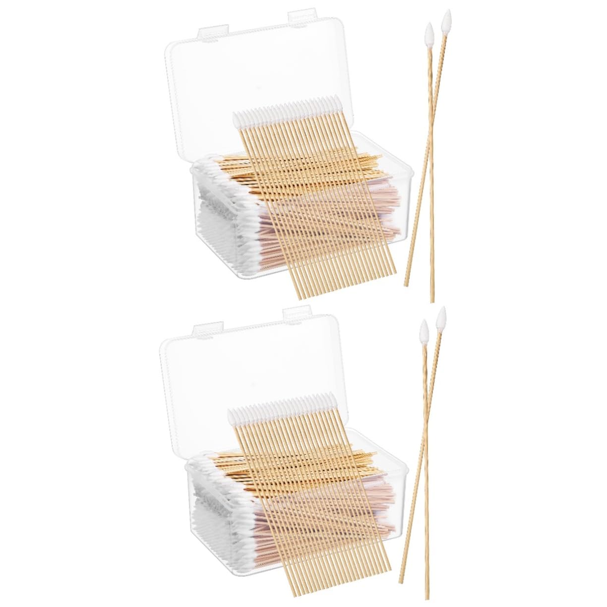 Healvian 2 Set Batuffolo Di Cotone Applicatore Di Cotone Punta Di Cotone Auricolari Cotonfioc Pz Bastoncini Applicatori Per Il Trucco Bastoncini Di Cotone Di Legno Khaki 500 Pezzi * 2