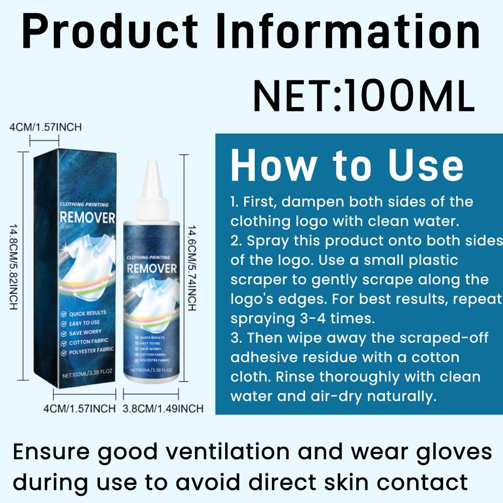 Liquido Rimozione Inchiostro DTF,Rimozione Vinile a Trasferimento Termico per Tessuti,Liquido Rimozione Inchiostro,Rimozione Rapida Dell'adesivo,pour Enlever Impressions Textiles,100ml