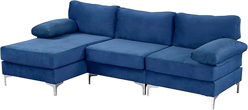 Miniatura 163 de Sofá modular moderno en forma de L, con diván extra ancho y patas doradas Gris,Negro -,Verde,Naranja,Gris oscuro,marino,Púrpura