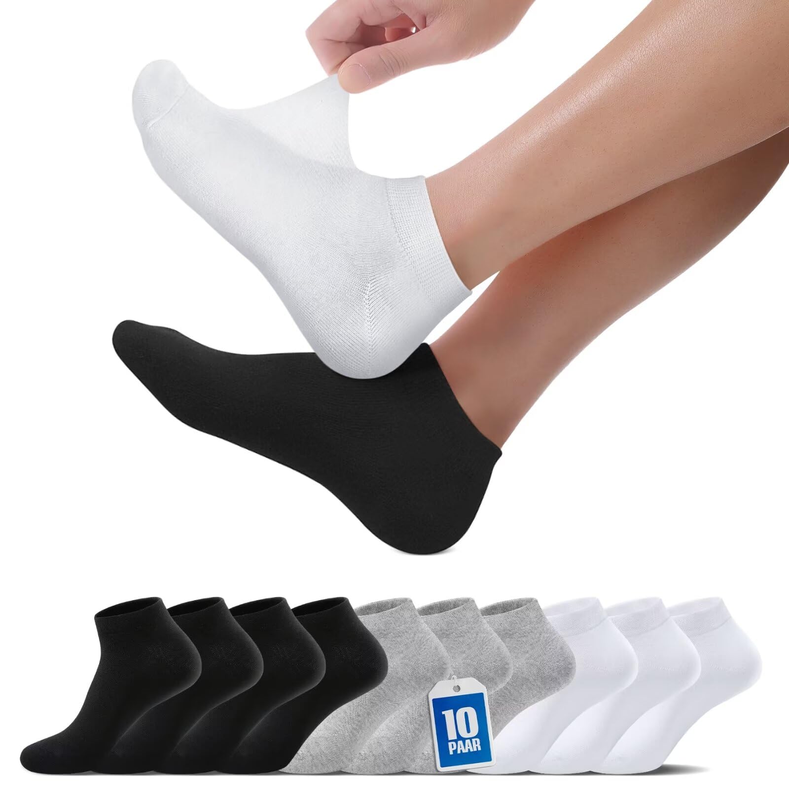TUUHAW Calcetines Tobilleros Hombre Mujer 10 Pares - Bajos Calcetines Invisibles Mujer Verano Unisexo Deporte Running Ciclismo Calcetines Algodon Respirable 35-50