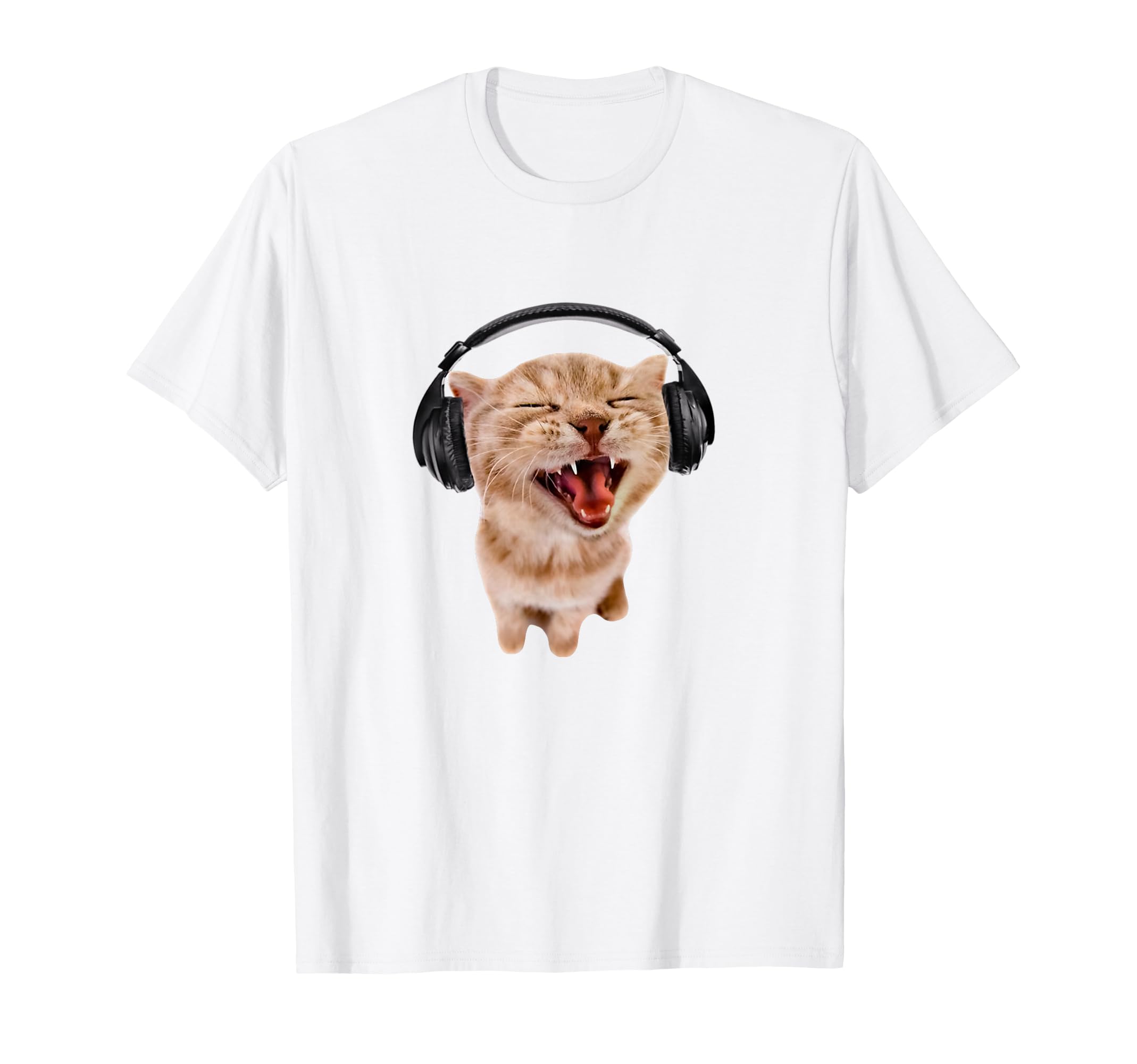 Silly Cat with Headphones T-Shirt